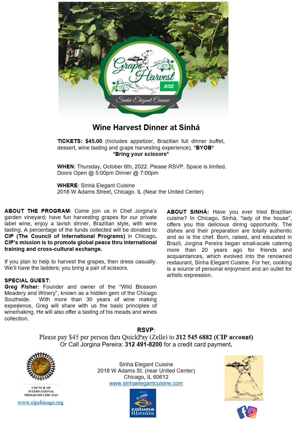 Wine Harvest Dinner at Sinha